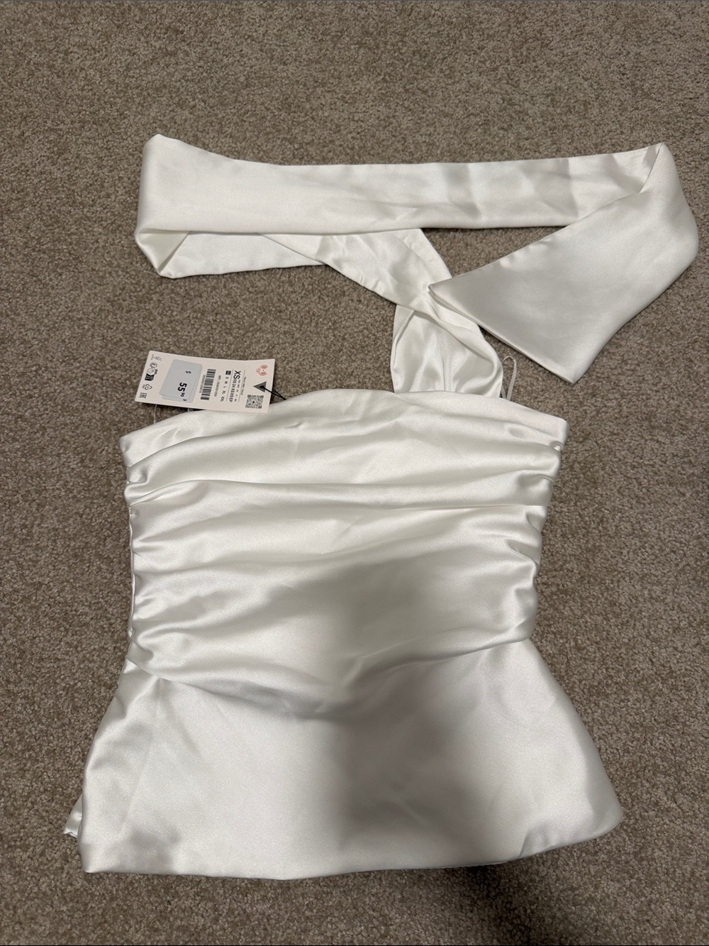 White Satin tube top with scarf
